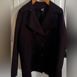 Vince M Peacoat Womens Wool Blend Deep Plum Soft